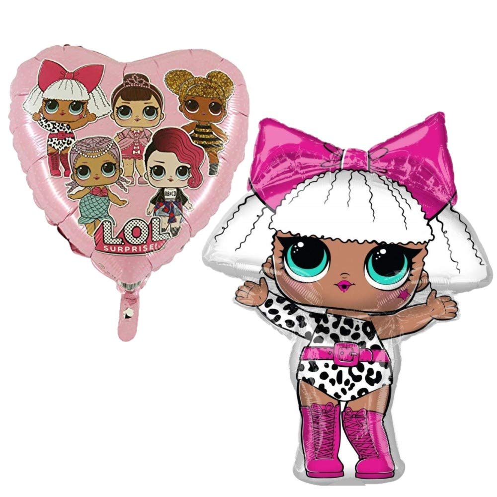 Toyland® LOL Surprise Baby Pink Dotty Heart Shaped Foil Balloon AND 35" LOL Surprise Diva Girl Balloon (Pack of 2)