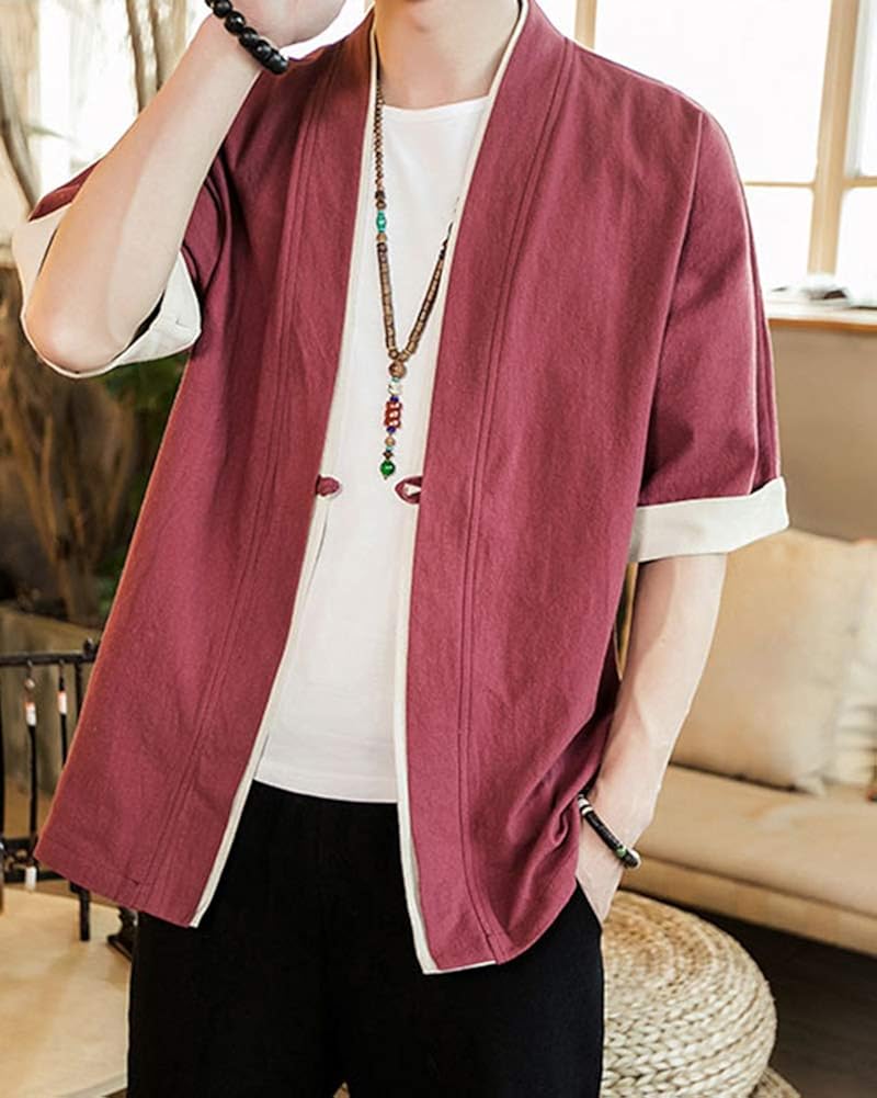 Chilaba Hombre Cárdigan Tipo Estilo Japonés Manga Siete