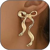 Christmas Bow Earrings for Women Red Bow Ribbon Statement Earrings Long Bowknot Stud Earrigns Christmas Jewelry Gift