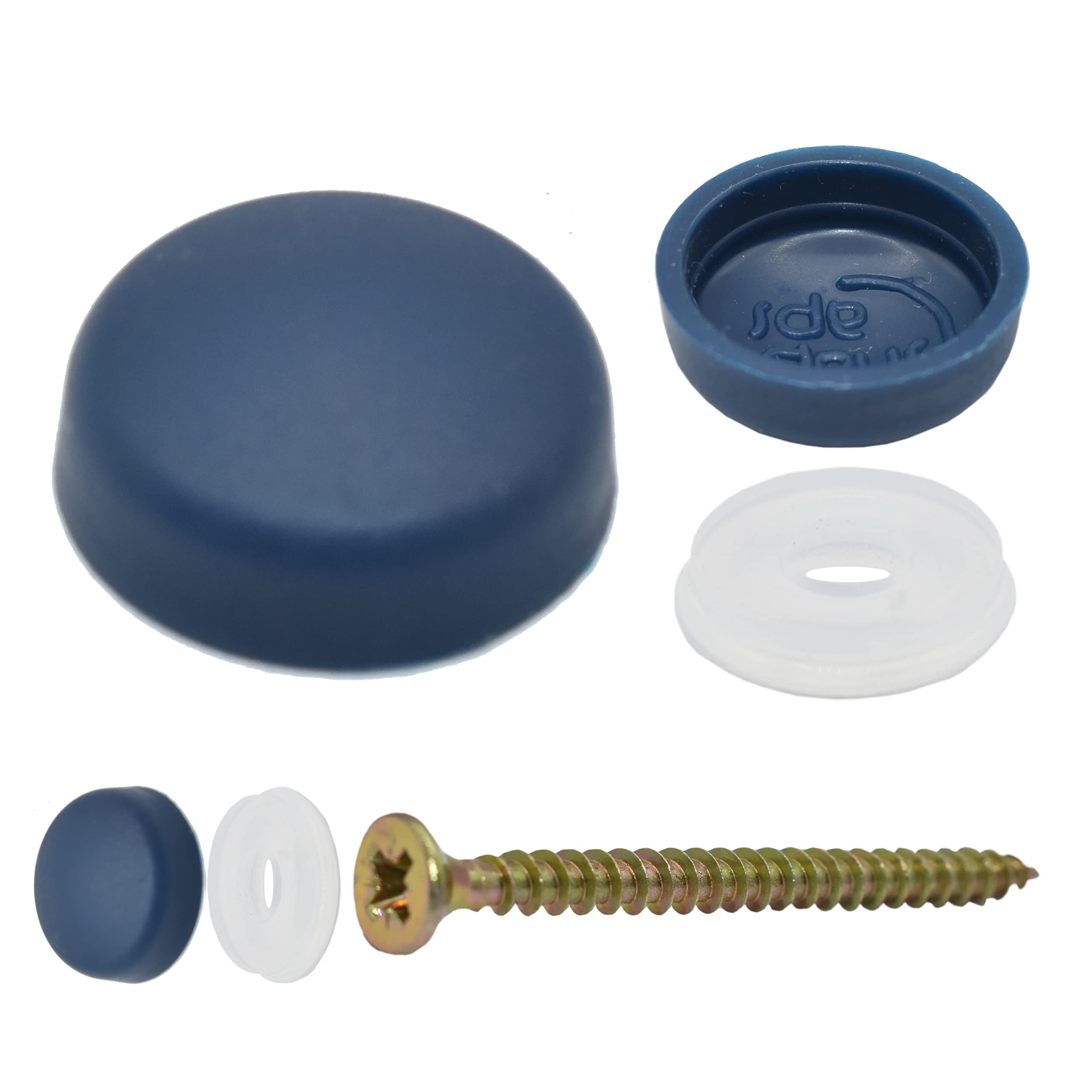 Snap-On Two Piece Dome Screw Cover Caps - Pack of 50 Small Gloss Caps & Bases : Navy