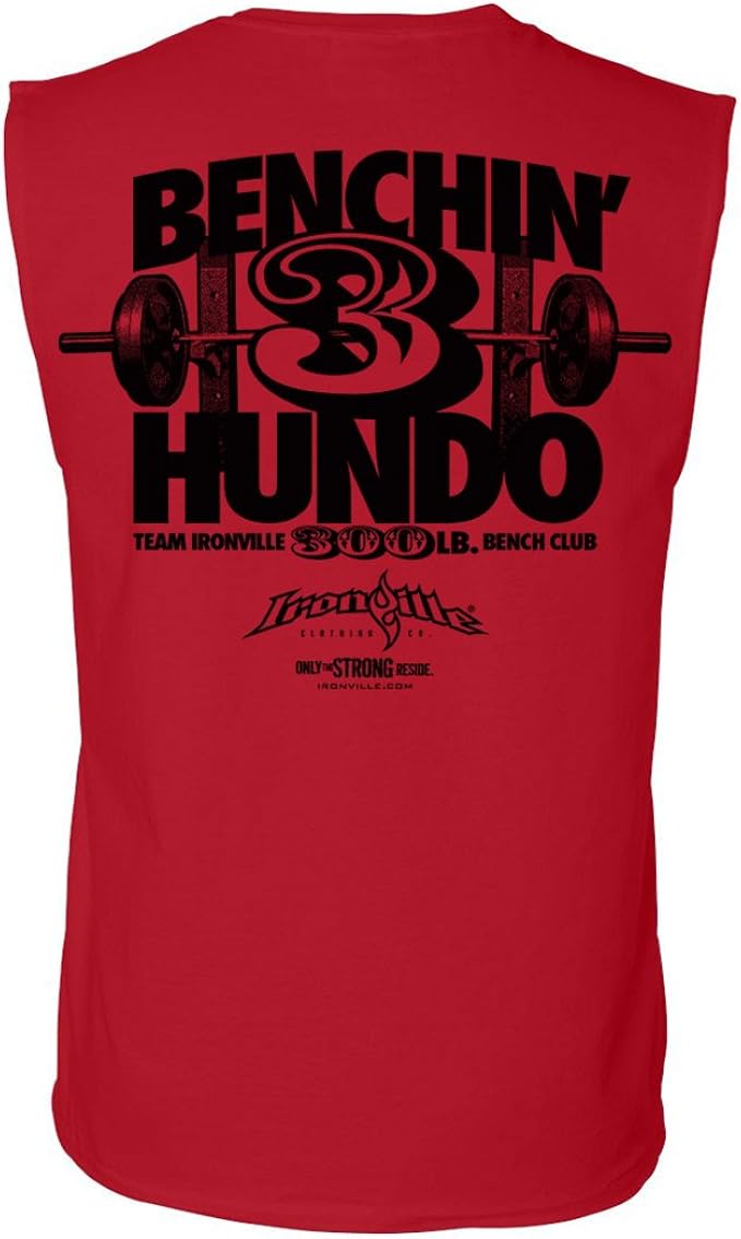 Ironville 300 Pound Bench Press Club Sleeveless Tee Shirt 3 Hundo