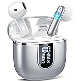 Wireless Earbuds, Bluetooth 5.4 Headphones with 3D Bass Stereo, Bluetooth Earbuds with 4 ENC Noise Cancelling Mic, 40H Ultralight In-Ear Buds USB-C, IP7 Waterproof Earphones for Android iOS, Silver