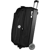 ELITE Basic Triple Roller Black Bowling Bag - 3 Ball Roller, Fits 2 Pairs of Size 15 Shoes, Air Travel-Friendly