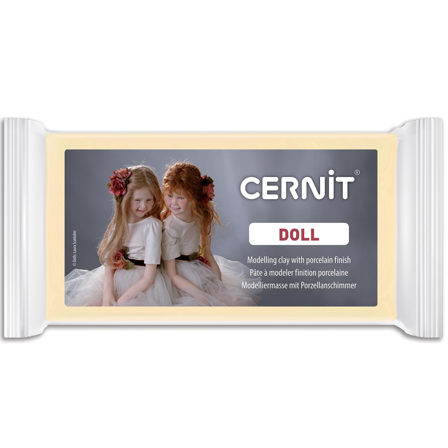 CERNIT CE0950500744C - A Pack of Polymer Clay - Translucent Doll Range - Modelling and Baking Clay - Almond Colour - 500 g Block - Manufactured in Belgium