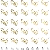 DICOSMETIC 50Pcs Bowknot Stud Earring Findings Light Gold Alloy Bow Tie Studs Earring Posts Stainless Steel Steel Pin 80Pcs Plastic Ear Nuts for DIY Earring Jewelry Making