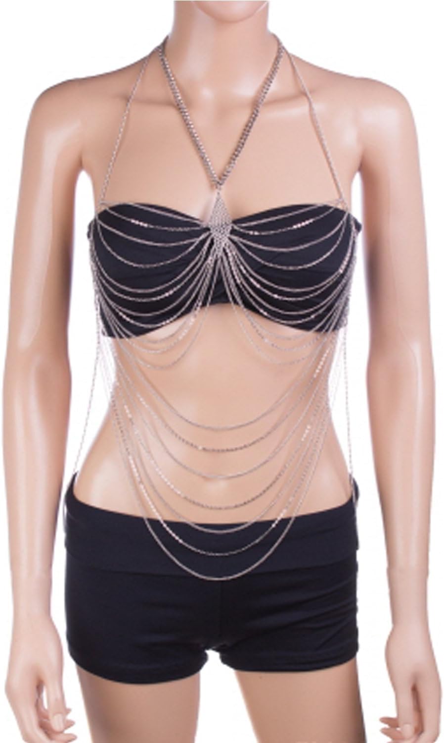 Womens Fancy Center Diamond Shape Detail Metal Drop Party Bodychain CN0897