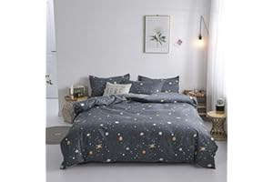 EROSEBRIDAL Galaxy Series Bedding Set, Geometry Grid Decor Duvet Cover, Full Size for Boys Teens Kids Bedroom Decor Comforter Cover Set Starry Sky Planet Lattice Pattern Soft Microfiber Reversible Quilt Set