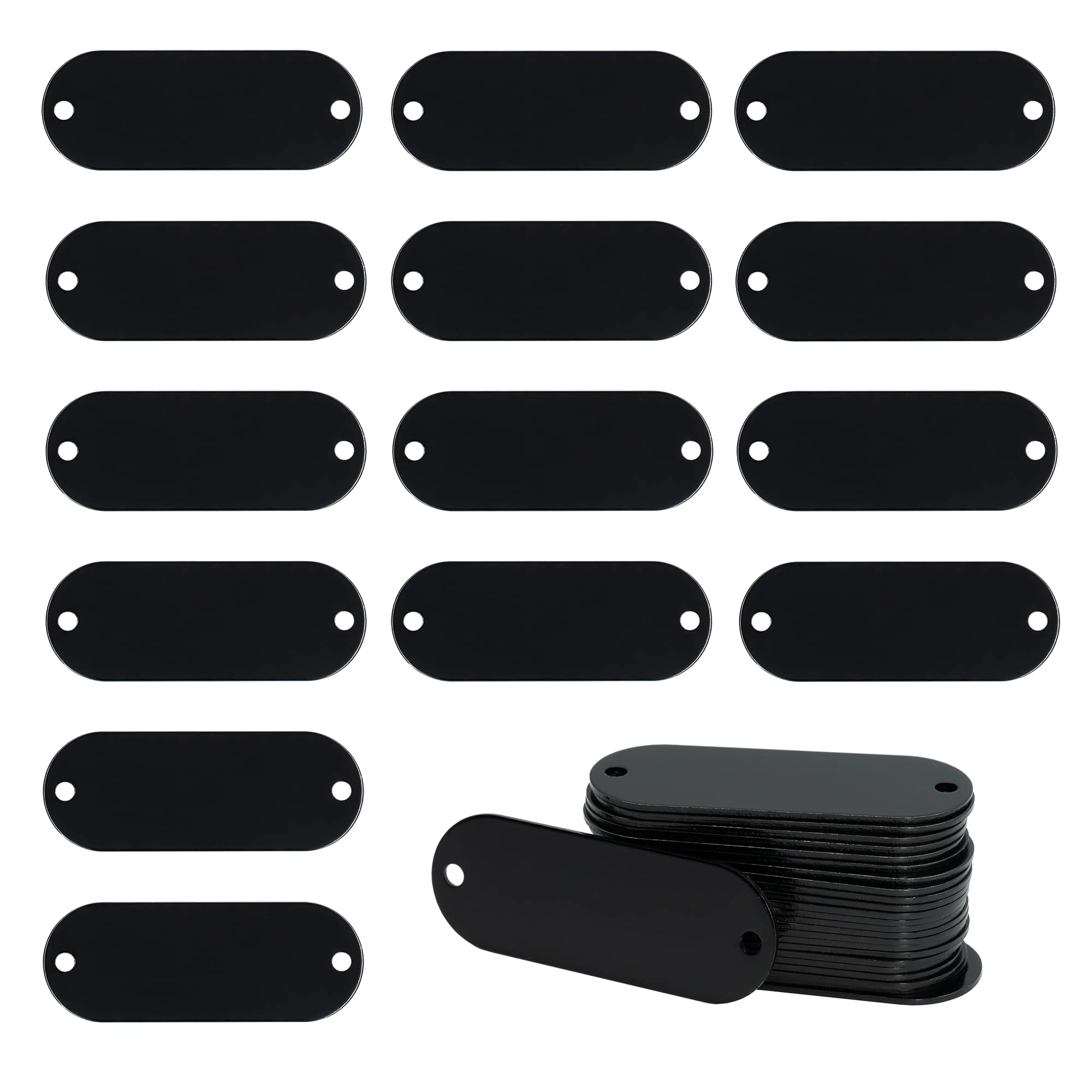 Anodized Aluminum Engraving Blanks Tags Stamping Blanks Tags with 2 Holes 25 Pack (Black)
