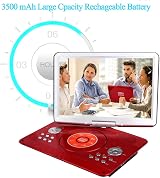 YOOHOO 16.9 Portable DVD Player 14.1 Inch Swivel LCD Red with USB SD AV In Out view 3