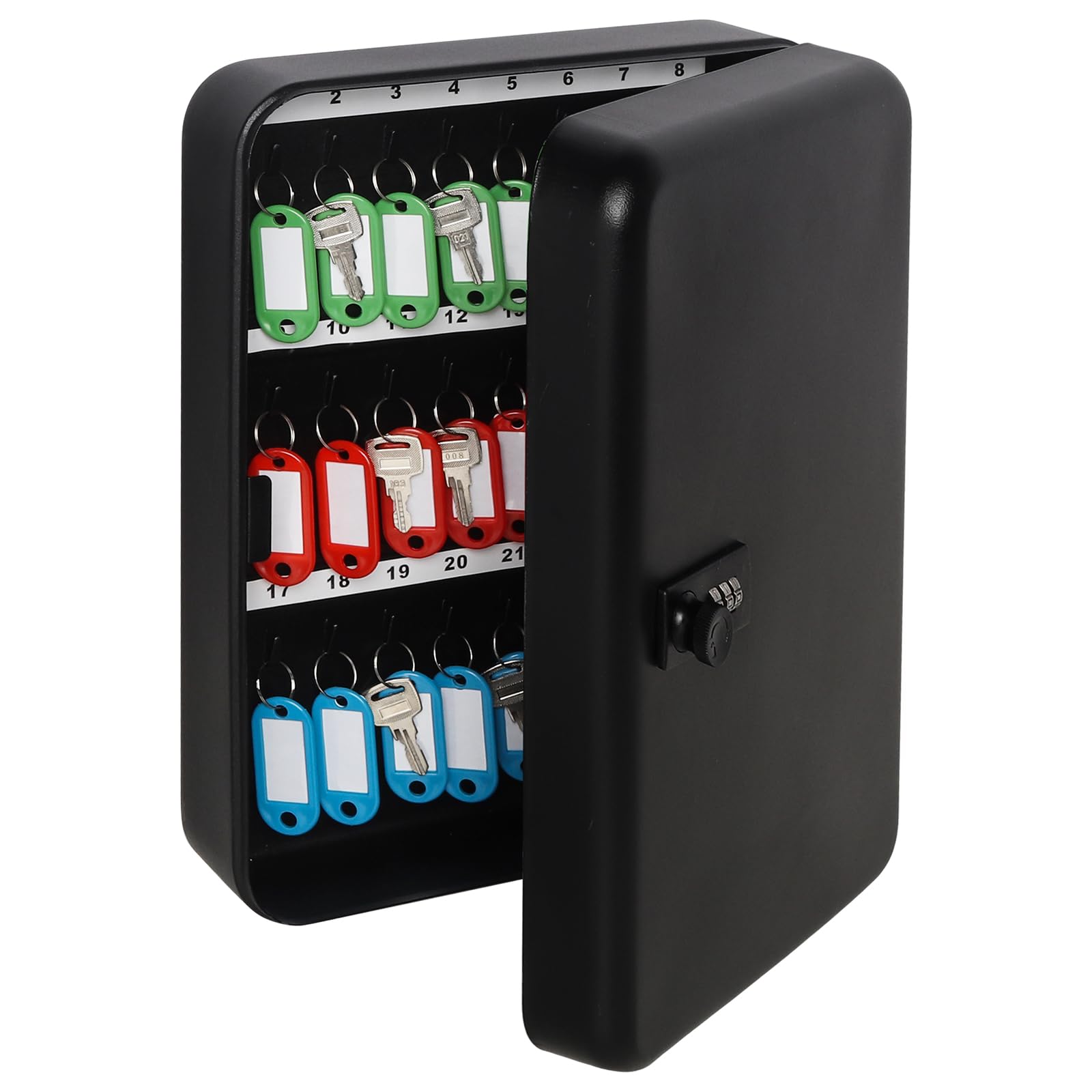 Parrency Combination Lock Key Box with 48 Hooks, Large Wall Mount Combination Lock Cabinet, 11 4/5" x 9 1/5" x 3" (Key Tags Included)