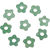 mookaitedecor 10 Pcs Green Aventurine Large Hole Beads Blossom Floral Crystal Spacer Loose Stone Beads for Jewelry Making Macrame Projects DIY Crafts, 14-15 mm