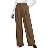 Arach&Cloz Women's Lightweight Wool Blend Elastic Waist Straight Leg Business Casual Pants 2026