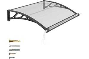 JYJNHOME Window and Door Awning Exterior,40x40 Inch Polycarbonate Spliced Outdoor Overhang Canopy with Drainage,UV/Rain/Snow/Sunlight Protection,Awnings for Outside,Patio,Porch,Deck,House Entrance