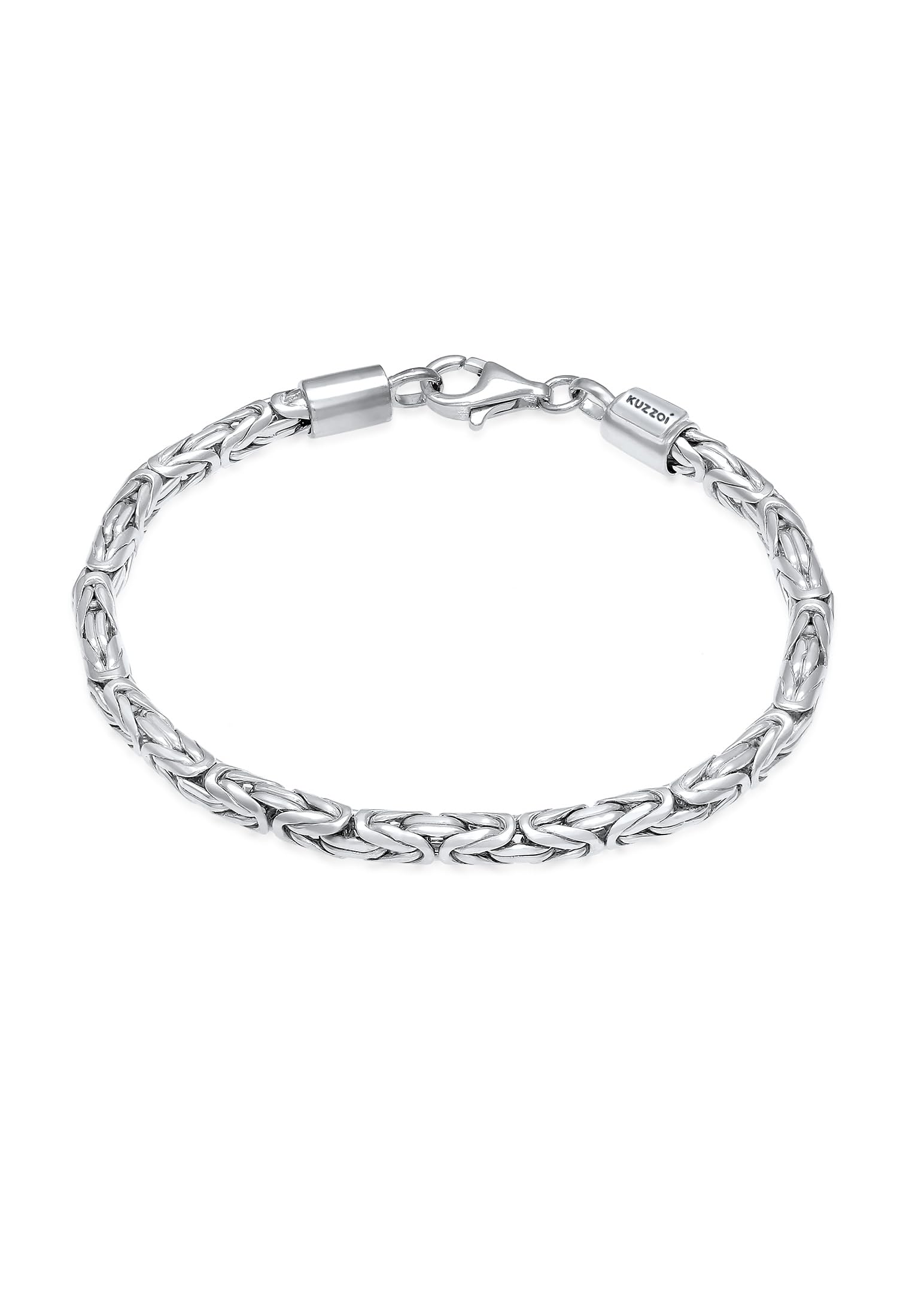 Kuzzoi Buddha Silver Men's Bracelet - Handmade Genuine Solid 925 Sterling Silver, Polished With Lobster Clasp, 4 mm Wide