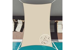 Patio Paradise 10' x 15' Sun Shade Sail Waterproof Beige Rectangle Shade Canopy UV Block Tarp Cloth Outdoor Patio Cover for Garden Backyard Deck Awning