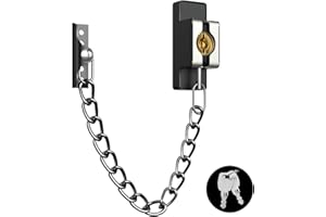 I-EASYDWW Door Chain Lock Heavy Duty, Security Heavy Duty Chain Door Latch for Front Door Inside Door with Key, Door Lock for Child, Puertas, Hotel, Bedroom,Window (Black Chain,1 Piece)