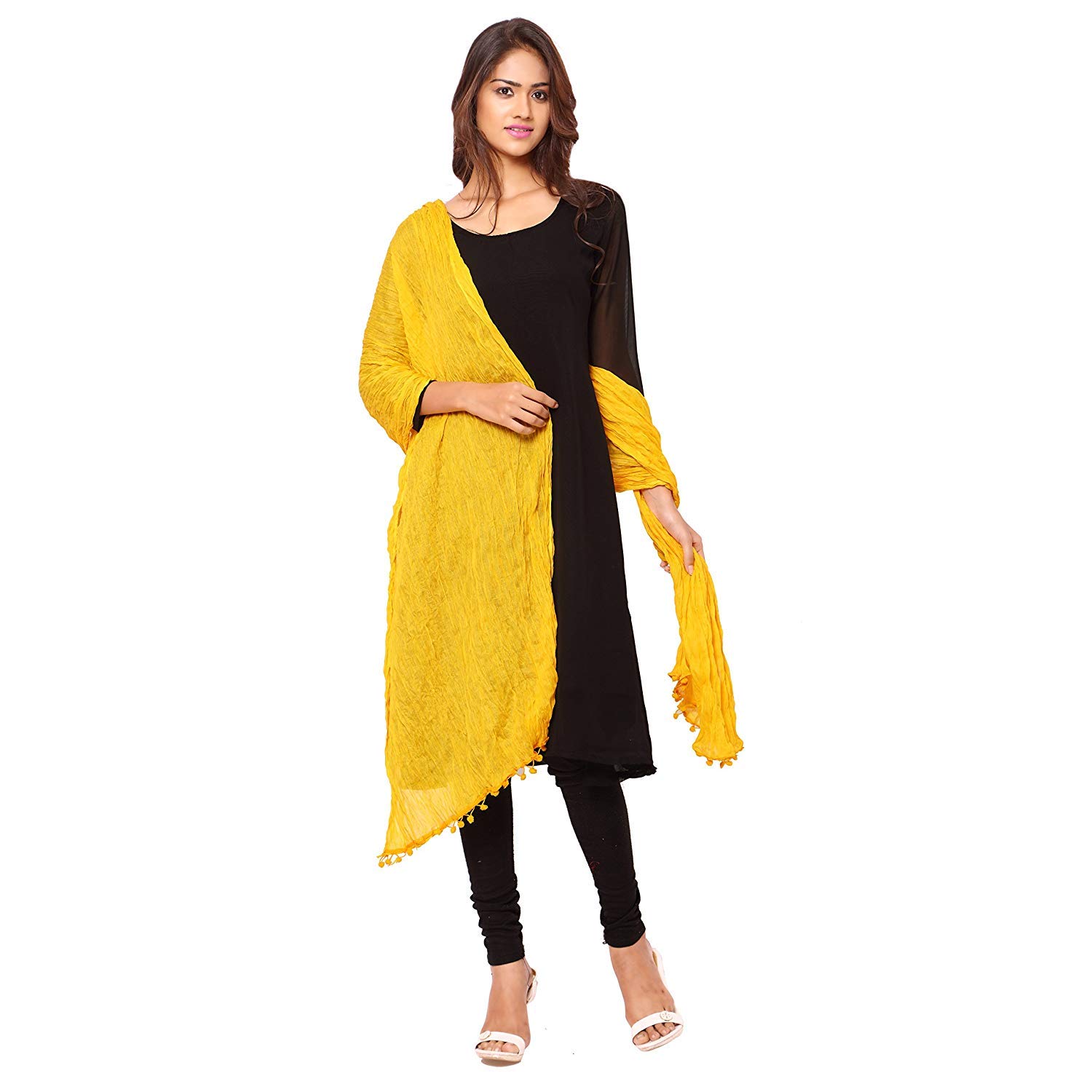 kalpit creations women's solid plain cotton dupattas multi colour [pack of 7]