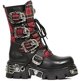 New Rock Boots 391T-S1 Mens Tartan Metallic Black Leather Platform Goth Boot 7.5