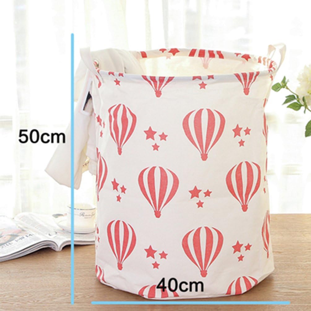 Yiuswoy Lightweight Cotton Laundry Basket Nursery Hamper Dirty Clothes Basket for College Dorms, Kids Room & Bathroom - Hot Air Balloon