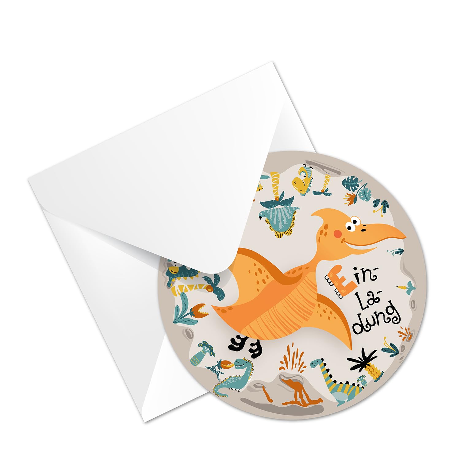 12 Invitation Cards Children's Birthday Dinosaur Birthday Invitation for Boys and Girls, Dinosaur Birthday Card (Dino with Envelope)