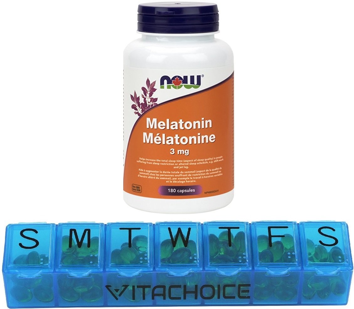 Amazon.com: NOW Melatonin 3 mg,180 Capsules With 7-Day Pill ...