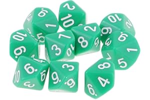 Fenteer 10-Sided Dice, Game Dice D10 for Board Games and Card Games, Light Green, 16mm