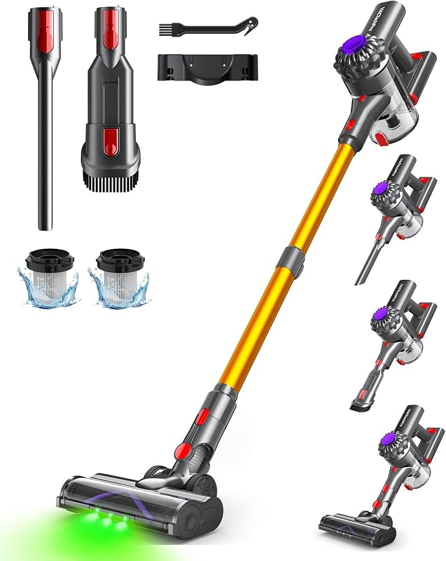 Aspirador sem fio vactechpro v15, aspirador portátil 35kpa, 6 em 1 sem fio com 35 minutos de autonomia e bateria removível, aspirador de vassoura ideal para pêlos de animais de estimação/carpete/piso duro e ouro