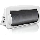 Pyle Water Resistant Marine Stereo Cover - Smoke Colored Heavy Duty Boat Radio Protector Shield with Flip-up Door &amp; Spring Loaded Release - Mounting Gasket Included - Pyle PLMRCW2,White