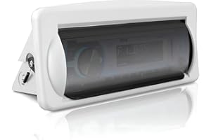 Pyle Water Resistant Marine Stereo Cover - Smoke Colored Heavy Duty Boat Radio Protector Shield with Flip-up Door & Spring Lo