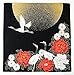 Furoshiki Japanese Traditional Wrapping Cloth Tapestry Made in Japan, Moon and Crane, 19.7x19.7inches (50x50cm)