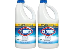 2 - Pack Chlorox original Bleachh 43 oz Cleaning Cleanser Household Disinfecting and Cleaning Solution Bundled with Vortix Ship Bag for Extra Protection Ideal for Kitchens Bathrooms Laundry & More