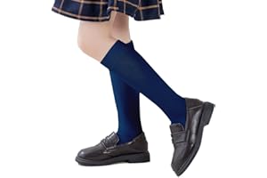 Marchare Girls Knee High Socks Kids Boys School Uniform Seamless Cotton Socks Stockings White Black Grey 3/6 Pack