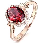 QUSIIOSLK 18K Rose Gold Plated Luxury Red Austrian Crystal Ring with AAA Round Cut Cubic Zirconia Love Knot Band Simulate Ruby Diamond Ring Jewelry Gift for Women Size 6-10 9
