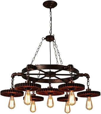 Lámpara colgante industrial de araña rústica de 7 cabezas para