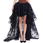 Women's Renaissance Skirt Black Lace Victoria Gothic Long Maxi Skirt Party