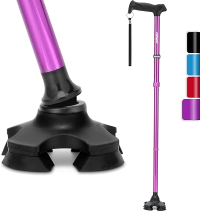 Rehand Foldable Adjustable Walking Stick Purple for Men Women