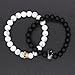 POSHFEEL 8mm Natural Stone CZ Micro Pave Crown King Queen Beads His and Hers Couple Bracelet, 7.5