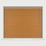 Funky Gadgets PVC Venetian Blind 165x150 Teak Wood Effect Easy Fit view 7
