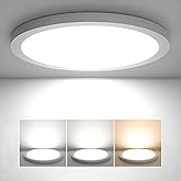 GongYe 18 Inch Round LED Ceiling Light with Triac Dimming & 3 CCT Options (3000K/4000K/6500K) - 36W Super Slim Flush Mount Panel for Bedroom, Kitchen, Hallway, Garage & Office