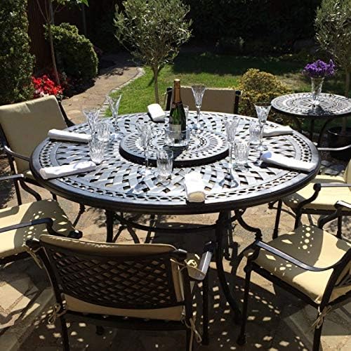 Lazy Susan Frances Mesa de Jardín y 6 Sillas Kate en Bronce Antiguo sin