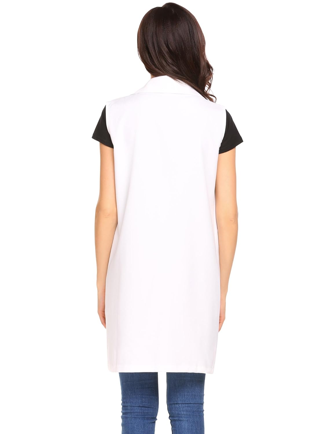 anhoney women fashion lapel open front long sleeveless blazer vest waistcoat