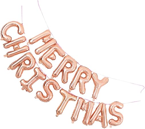 Petsola Joyeux Noel Ballon Banniere Papier Lettre Lettre Decor Guirlande De Noel Champagne Amazon Fr Cuisine Maison