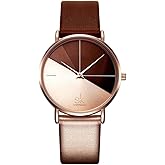 SHENGKE Creative Simplicity Women Watch Genuine Leather Elegant Women Watches Ladies Business Wristwatch(Black)