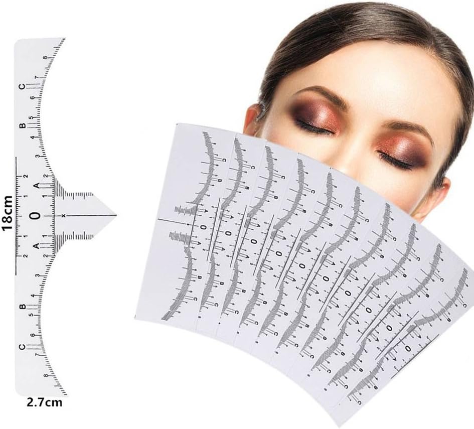 10/50/100 Pcs Disposable Eyebrow Ruler Sticker for Microblading, Makeup Sticker Disposable Adhesive Eyebrow Measurement Ruler,Eyebrow Guide Ruler Permanent and Perfect Eyebrow Makeup Tool (10 Pcs)