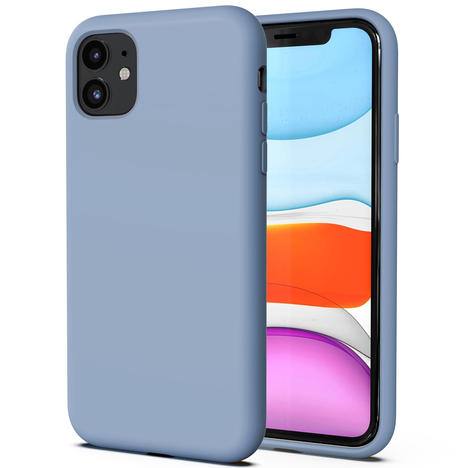 TAXXOE Silicone Case with iPhone 11 Case Soft Ultra Slim Protective Shockproof Liquid Silicone Phone Case,Anti-Scratch Microfiber Lining,6.1 inch-Yuanfeng Blue — image 1