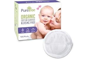 PureTree Organic Cotton Disposable Nursing Pads - for Breastfeeding (1 Box - 100 Pads)