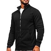 Shanfetl Men's Full Zip Up Active Track Jacket Zipper Mock Neck Sweatshirts Casual Long Sleeve Top with Pocket