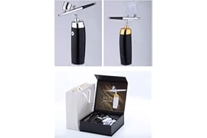 INDUSTRIAL EQUIPMENT EXPERT I.E.E. Rechargeable Portable Makeup Airbrush Set with Mini Air Compressor Ink Cup Spray Pen for Tattoo Nail Art Face Paint Cake Decoration Coloring Model (Black + Silver)
