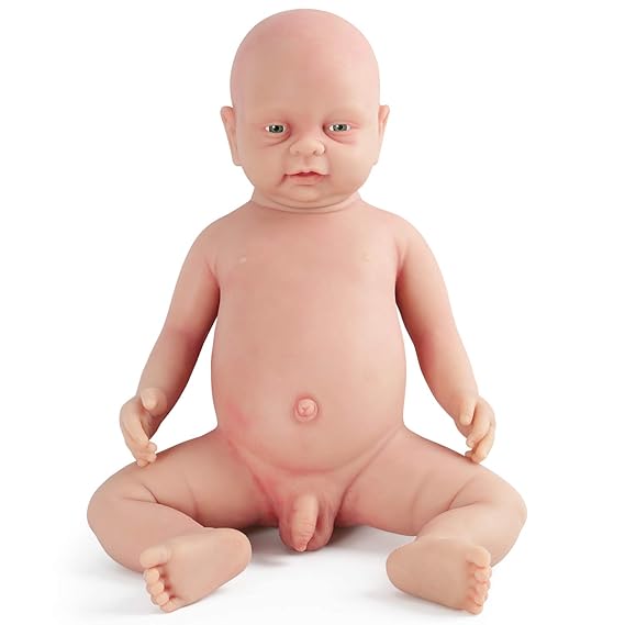 Vollence 46 cm Realistische Reborn Babypuppe, PVC-Frei, Echte Ganzkörper Silikon Baby Puppen, Handgefertigt aus lebensechtem 