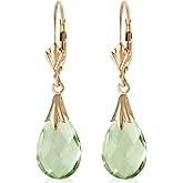 Galaxy Gold GG 14k Solid Gold Leverback Earrings Green Amethysts
